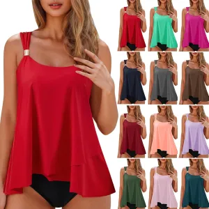 2 Piece Bathing Suits for Women 2025 Ruffle Tank Tops with Shorts Tankini Swimsuits High Waisted Flowy Swimwear