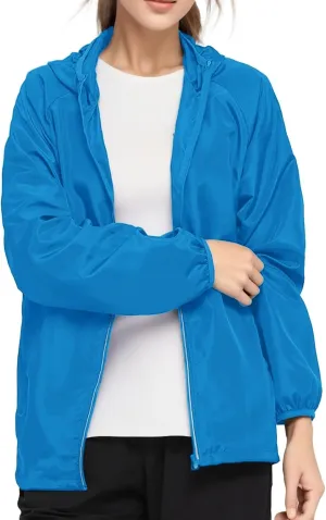 2023 Lightweight Rain Jackets for Women Plain Waterproof Windbreaker Jacket Women Packable Raincoat Rain Coats with Hood