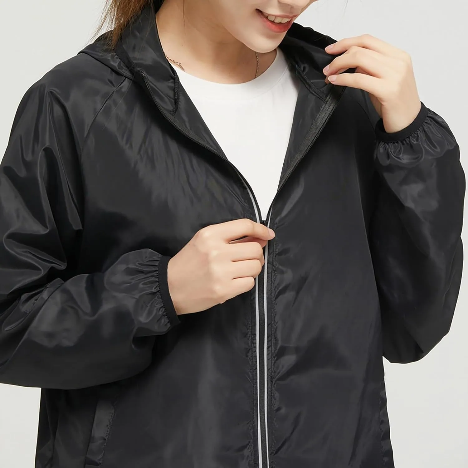 2023 Lightweight Rain Jackets for Women Plain Waterproof Windbreaker Jacket Women Packable Raincoat Rain Coats with Hood
