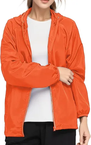 2023 Lightweight Rain Jackets for Women Plain Waterproof Windbreaker Jacket Women Packable Raincoat Rain Coats with Hood