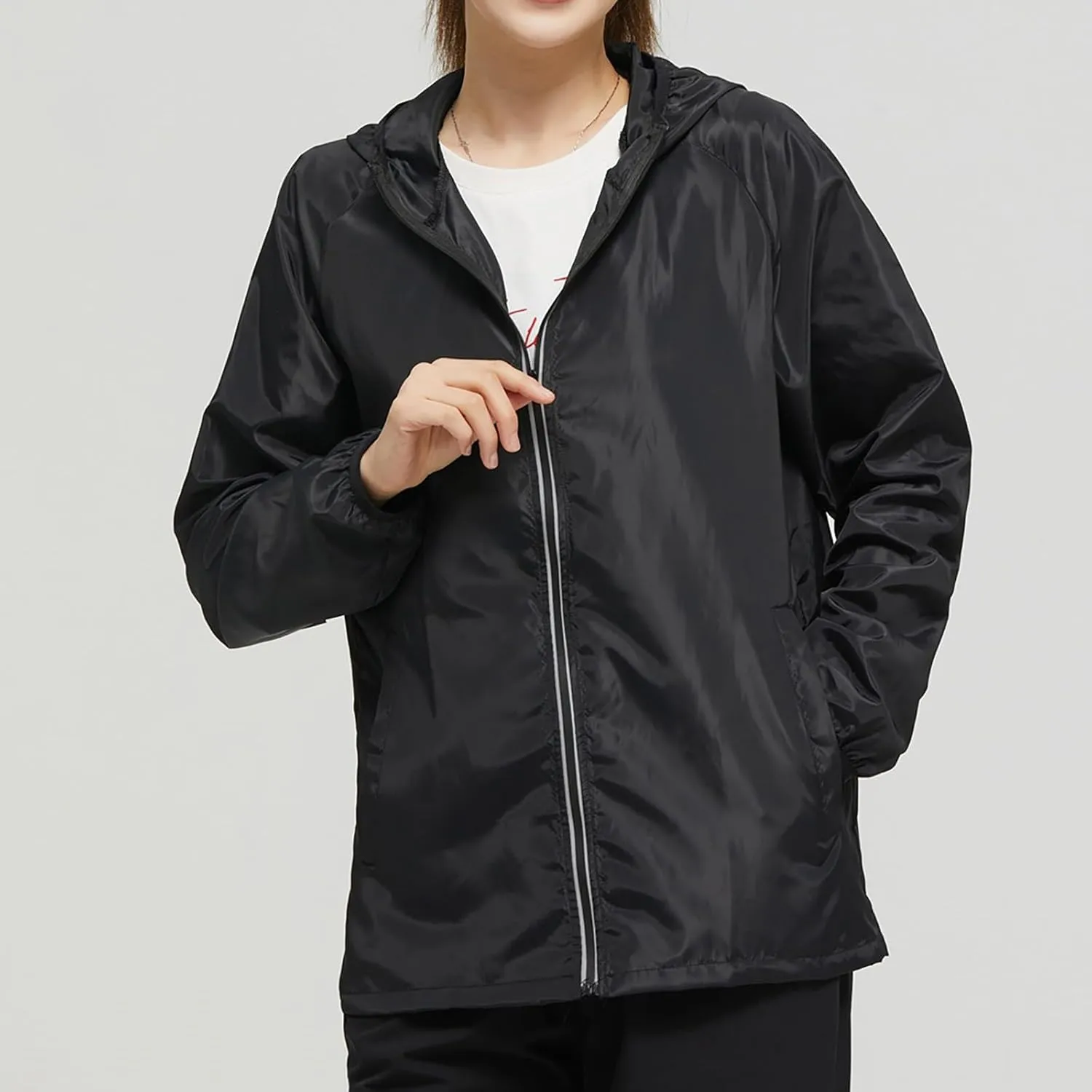 2023 Lightweight Rain Jackets for Women Plain Waterproof Windbreaker Jacket Women Packable Raincoat Rain Coats with Hood
