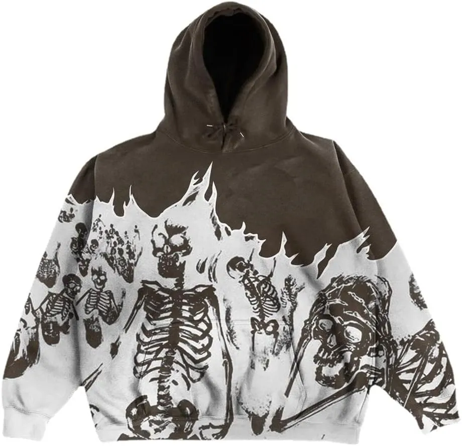 2023 Punk Jackets Streetwear Goth Oversized Zip Up Hoodie Men Women Rhinestone Y2K Spider Skeleton Hoodies