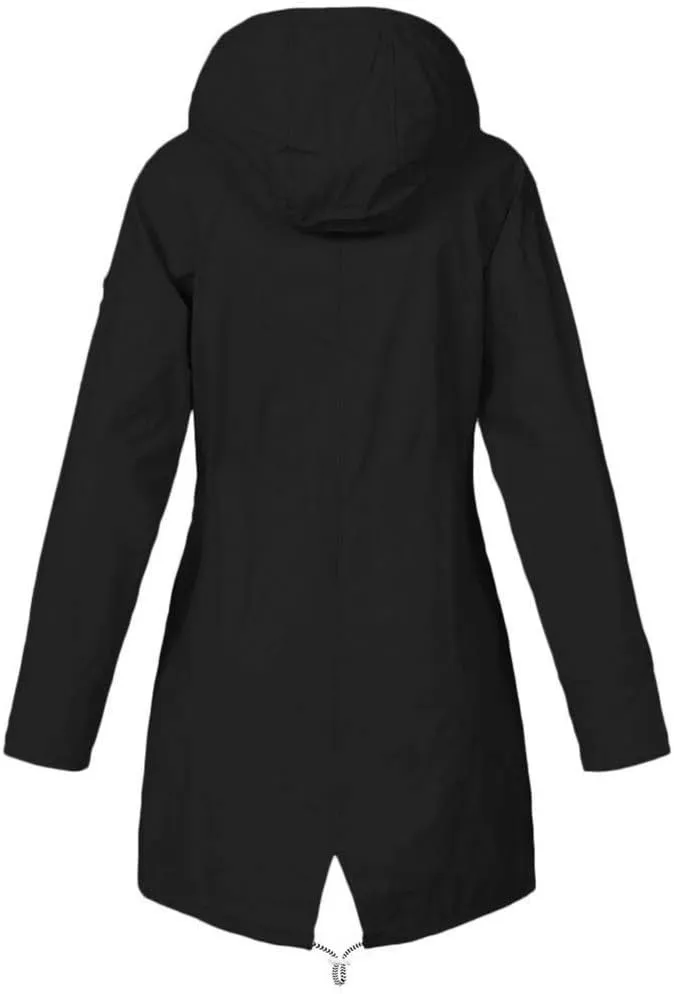 2024 Waterproof Zip Up Rain Coat for Womens Hooded Long Sleeve Rain Jacket Rain Jacket Casual Warm Slim Jacket Coat