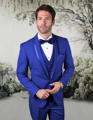 3 Pc Flat Front Pants With Matching Bow Tie | Caesar | Royal