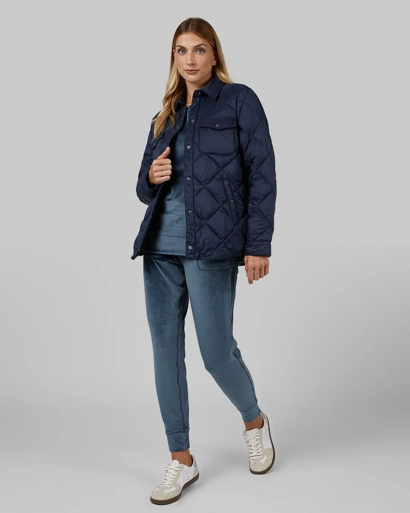 32 Degrees Women's Lightweight Recycled Poly-Fill Shirt Jacket | Quilted | Semi-Fitted | Snap Pockets