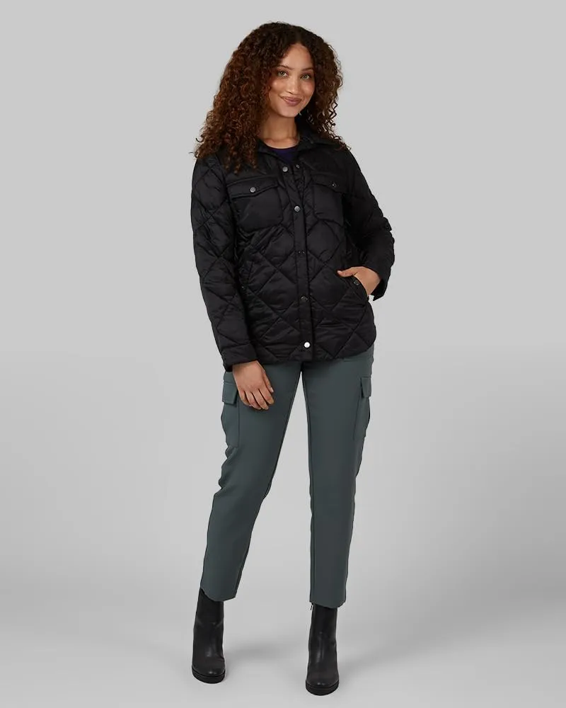 32 Degrees Women's Lightweight Recycled Poly-Fill Shirt Jacket | Quilted | Semi-Fitted | Snap Pockets