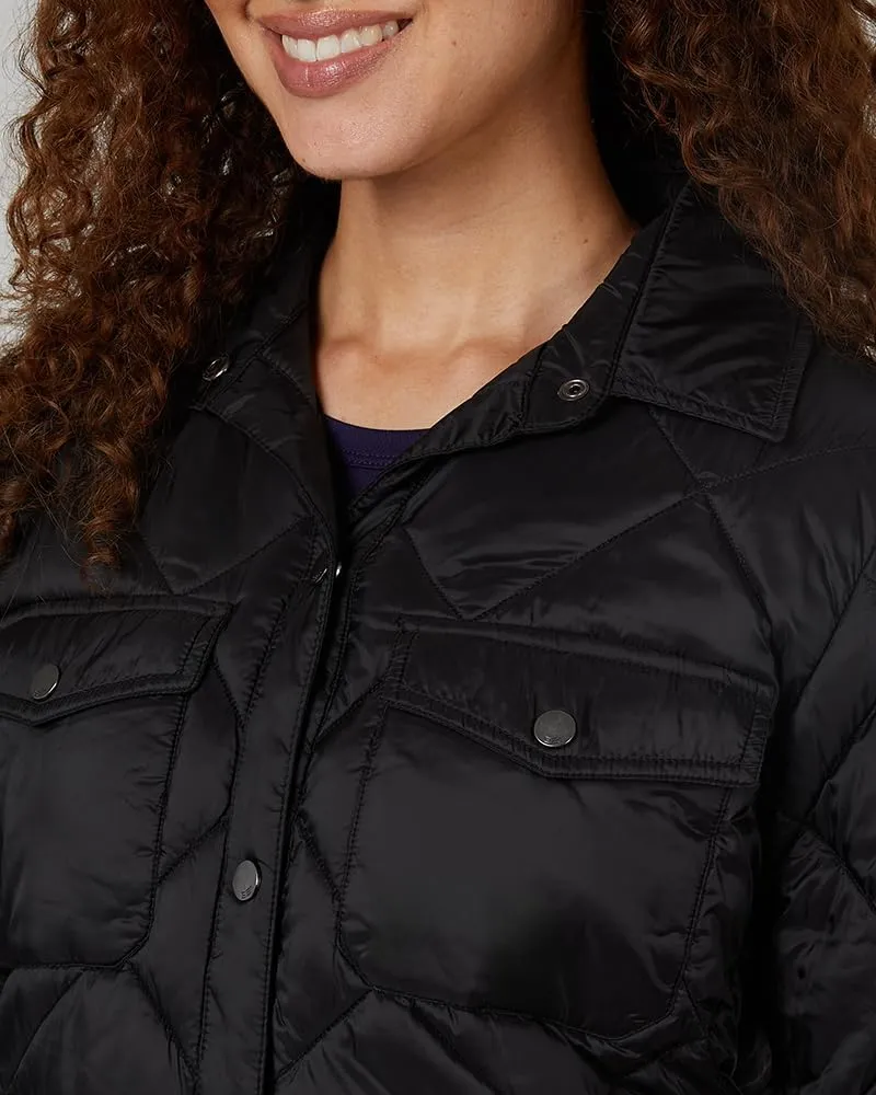 32 Degrees Women's Lightweight Recycled Poly-Fill Shirt Jacket | Quilted | Semi-Fitted | Snap Pockets