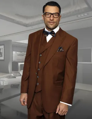 3pc Wide Leg Pants, Peak Lapel One Button With Double Breasted Vest| FLORENCE| Copper