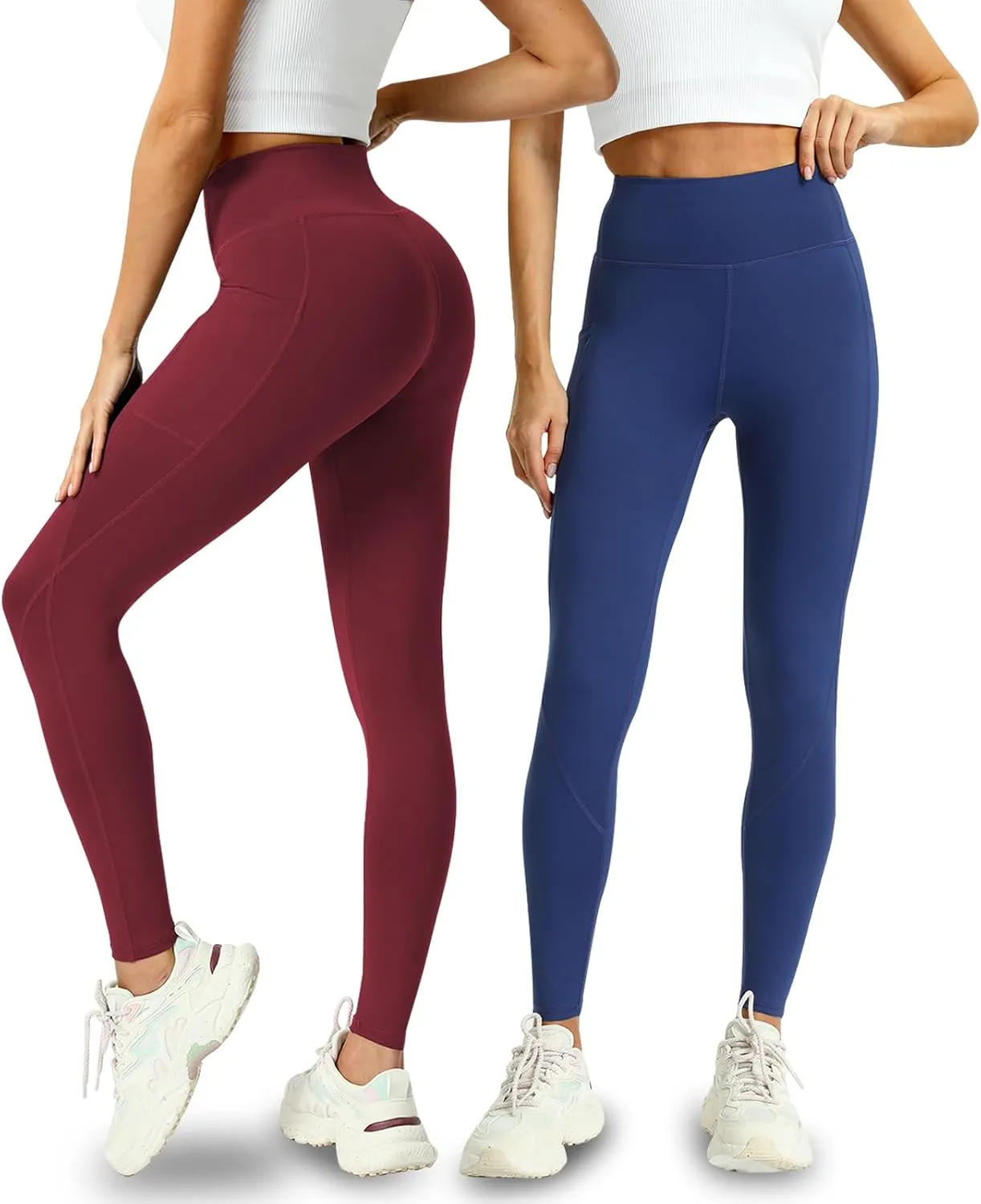 4 Pack Leggings with Pockets for Women - Soft High Waisted Tummy Control Workout Yoga Pants