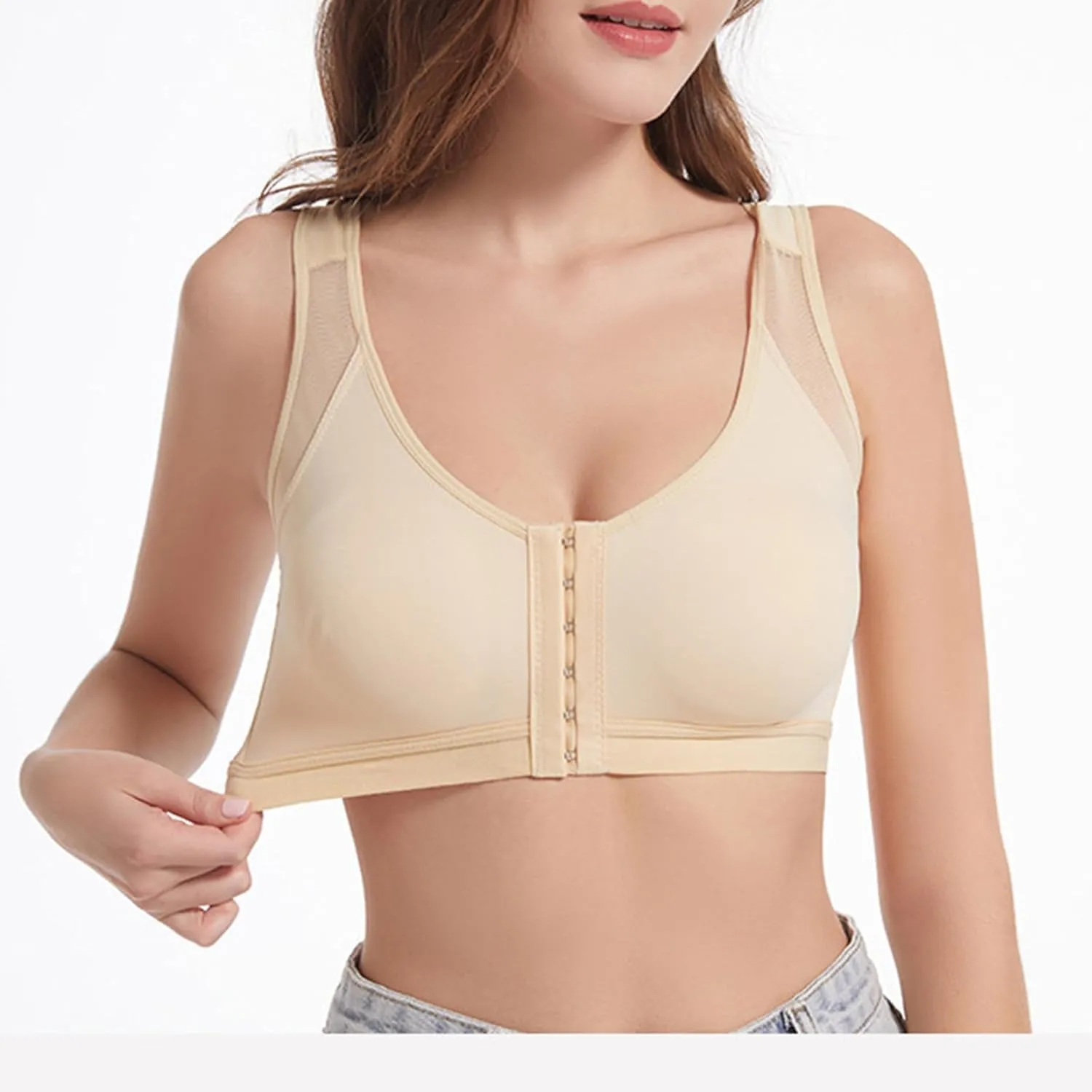 4 Pcs Wireless Plus Size Sports Bras High Support Breathable Bra Lift-Up Air Cooling for Gym/Running/Daily Wear