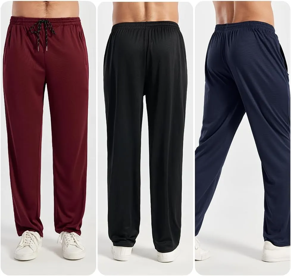 5PC Men's Zipper Mesh Fabric Jogger Pants - Breathable & Flexible Fit, Comfortable for Sports & Casual Wear