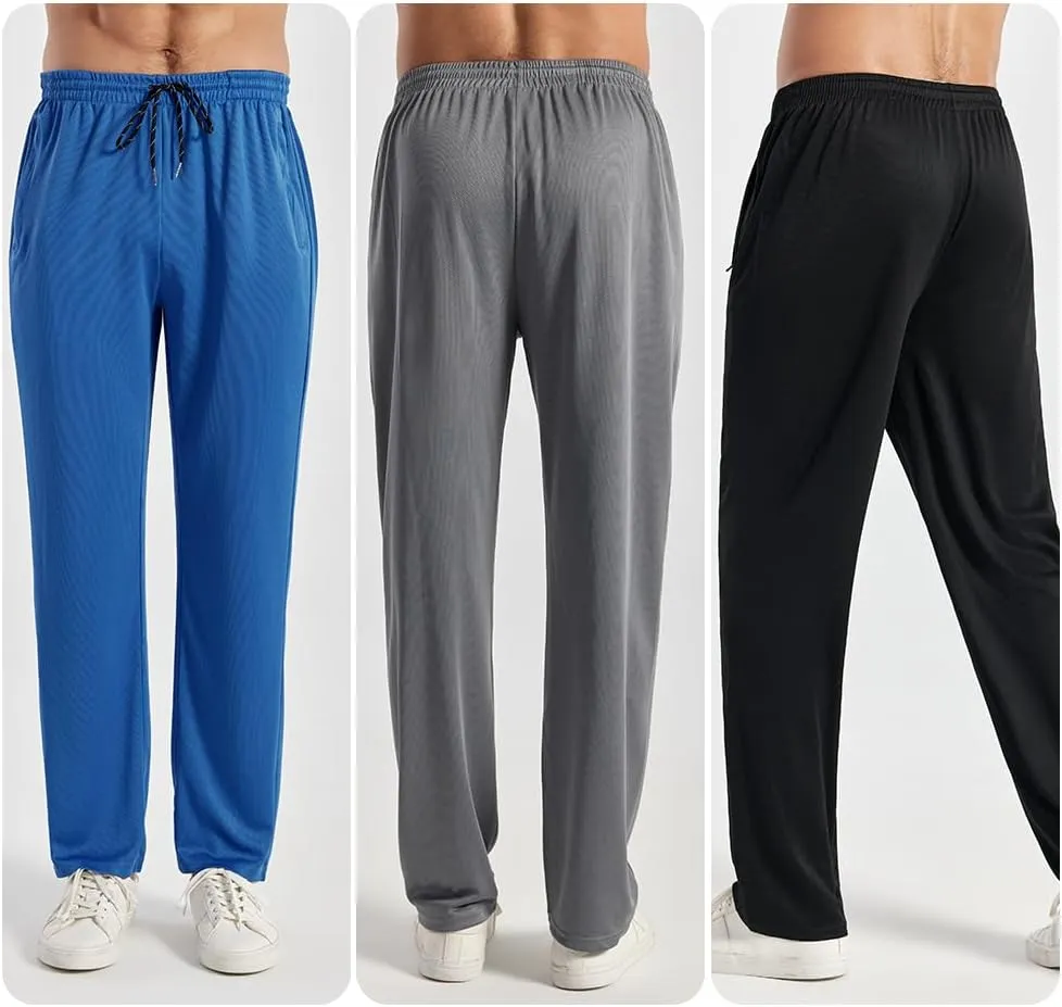 5PC Men's Zipper Mesh Fabric Jogger Pants - Breathable & Flexible Fit, Comfortable for Sports & Casual Wear