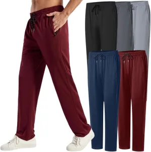 5PC Men's Zipper Mesh Fabric Jogger Pants - Breathable & Flexible Fit, Comfortable for Sports & Casual Wear