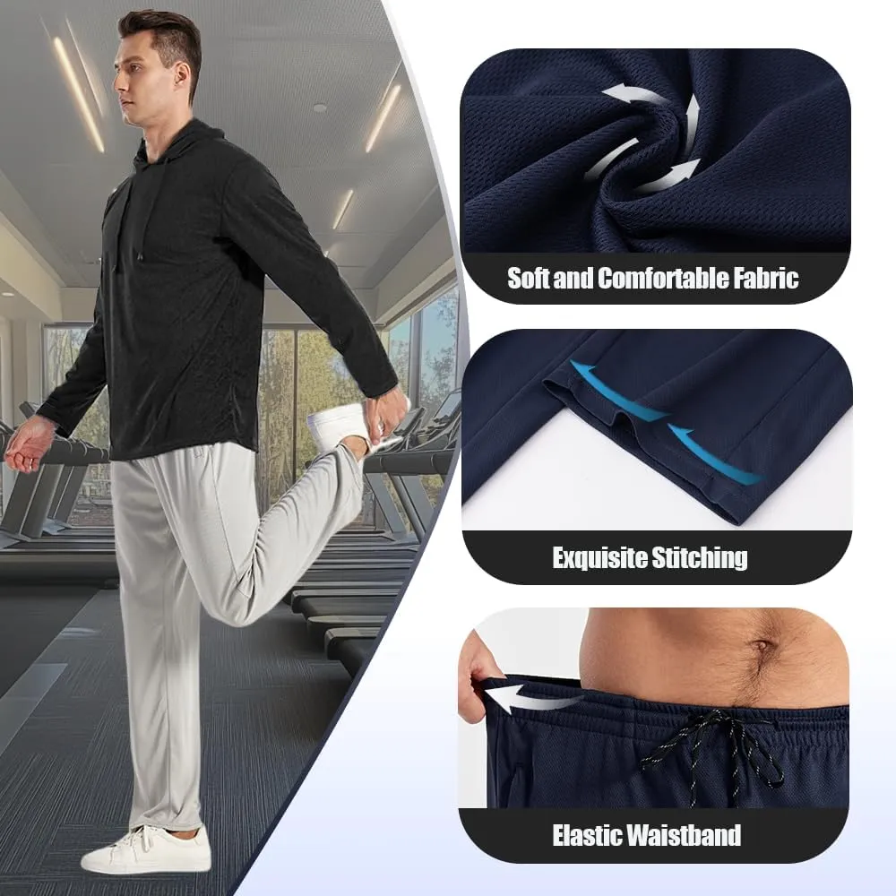 5PC Men's Zipper Mesh Fabric Jogger Pants - Breathable & Flexible Fit, Comfortable for Sports & Casual Wear