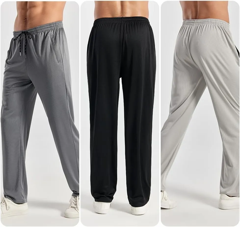 5PC Men's Zipper Mesh Fabric Jogger Pants - Breathable & Flexible Fit, Comfortable for Sports & Casual Wear