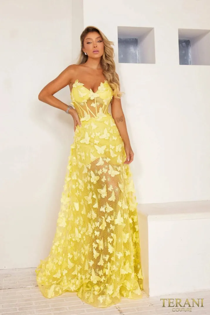 A-Line Strapless Extreme Illusion Butterfly Dress - 241P2086