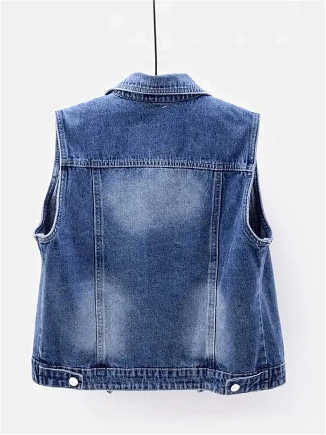 Adhdyuud Women Causal Ripped Denim Vest Loose Sleeveless Short Jeans Jacket Waistcoats
