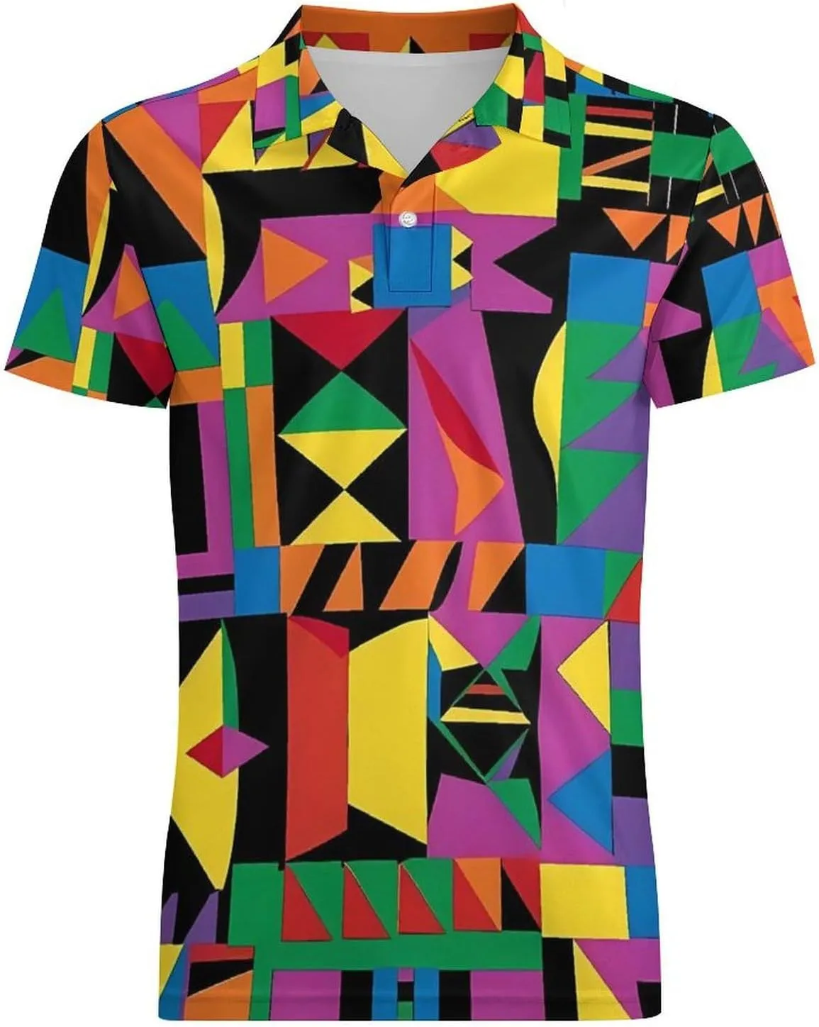 African Geometric Men's Polo Shirt Short Sleeve Print T Shirt Slim Fit Golf Shirt Collared Tee Casual Top