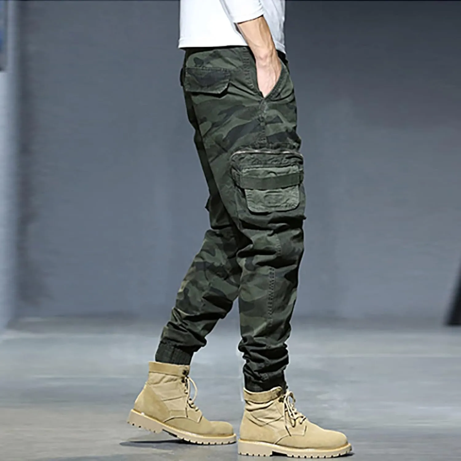 aihihe Camoflage Cargo Pants for Men Mens Compression Workout Pants Brown Baggy Pants Relaxed fit Flat Front Pants Men