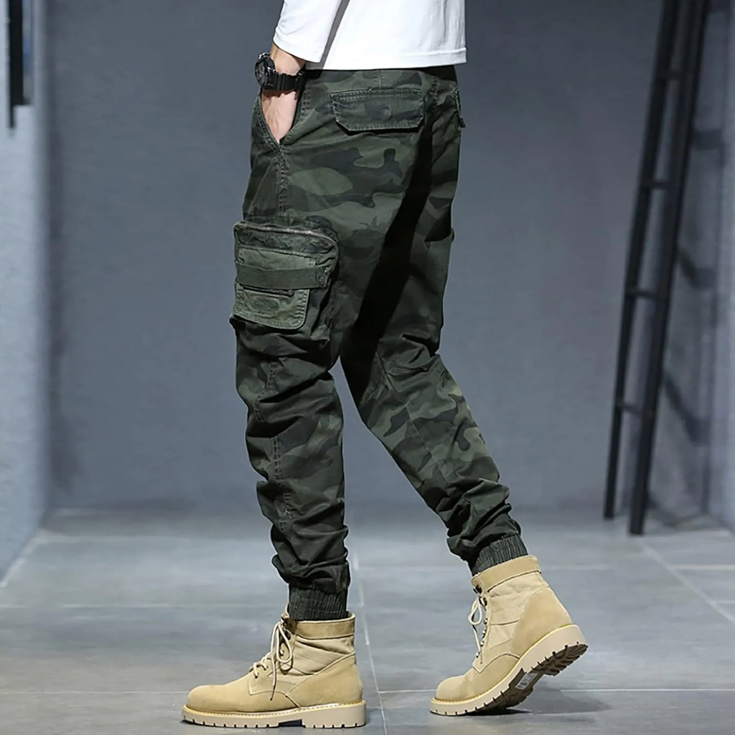 aihihe Camoflage Cargo Pants for Men Mens Compression Workout Pants Brown Baggy Pants Relaxed fit Flat Front Pants Men