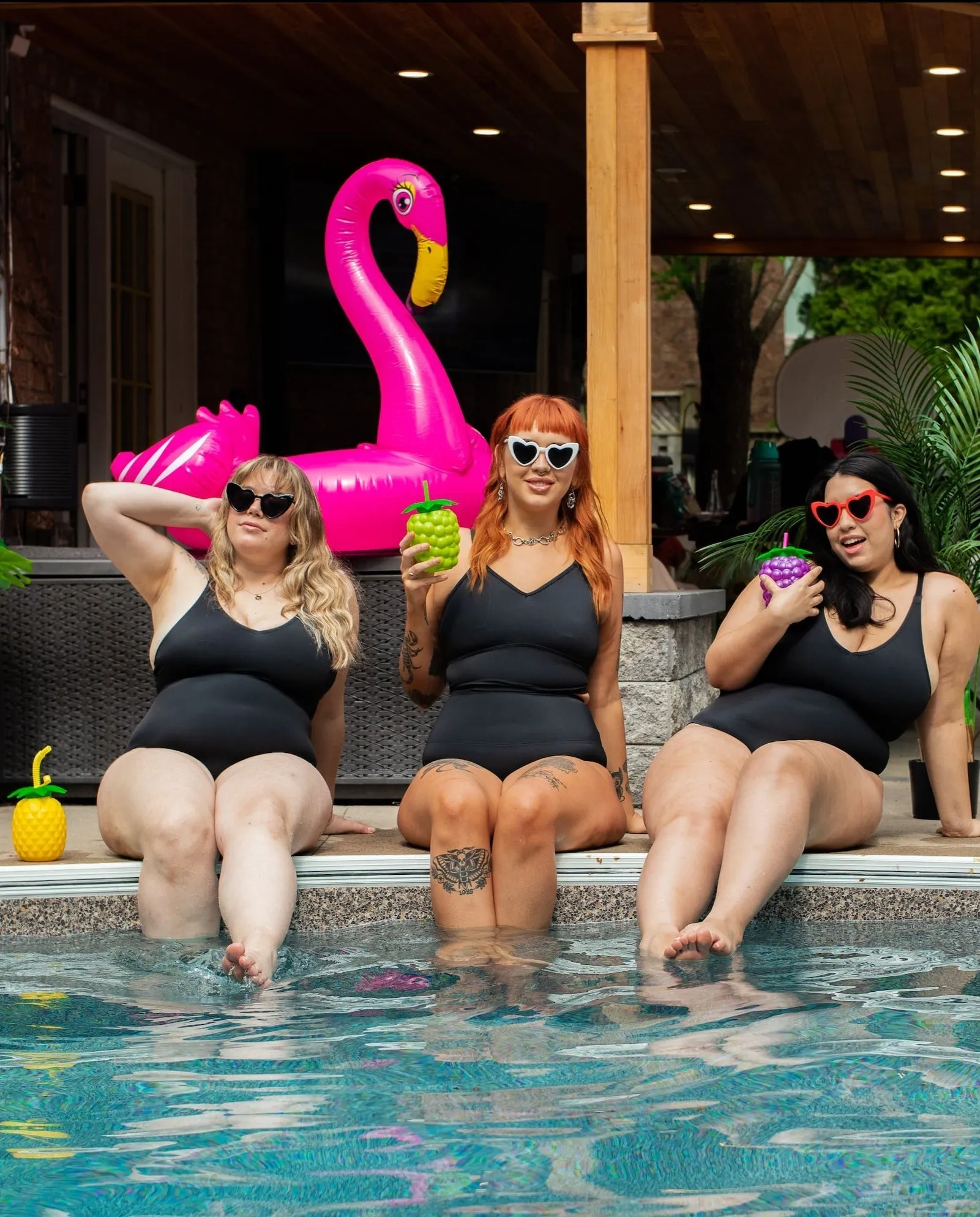 All-Black Compression High-Rise Swim Bottom