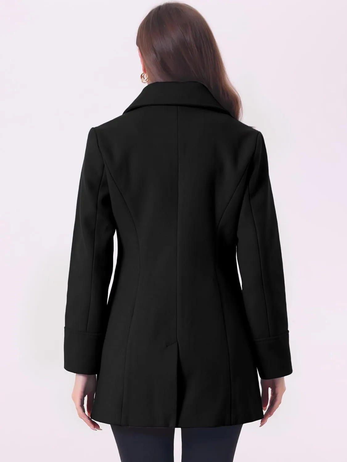 Allegra K Women's Elegant Overcoat Notched Shawl Collar Single Breasted Outerwear Winter Long Coat
