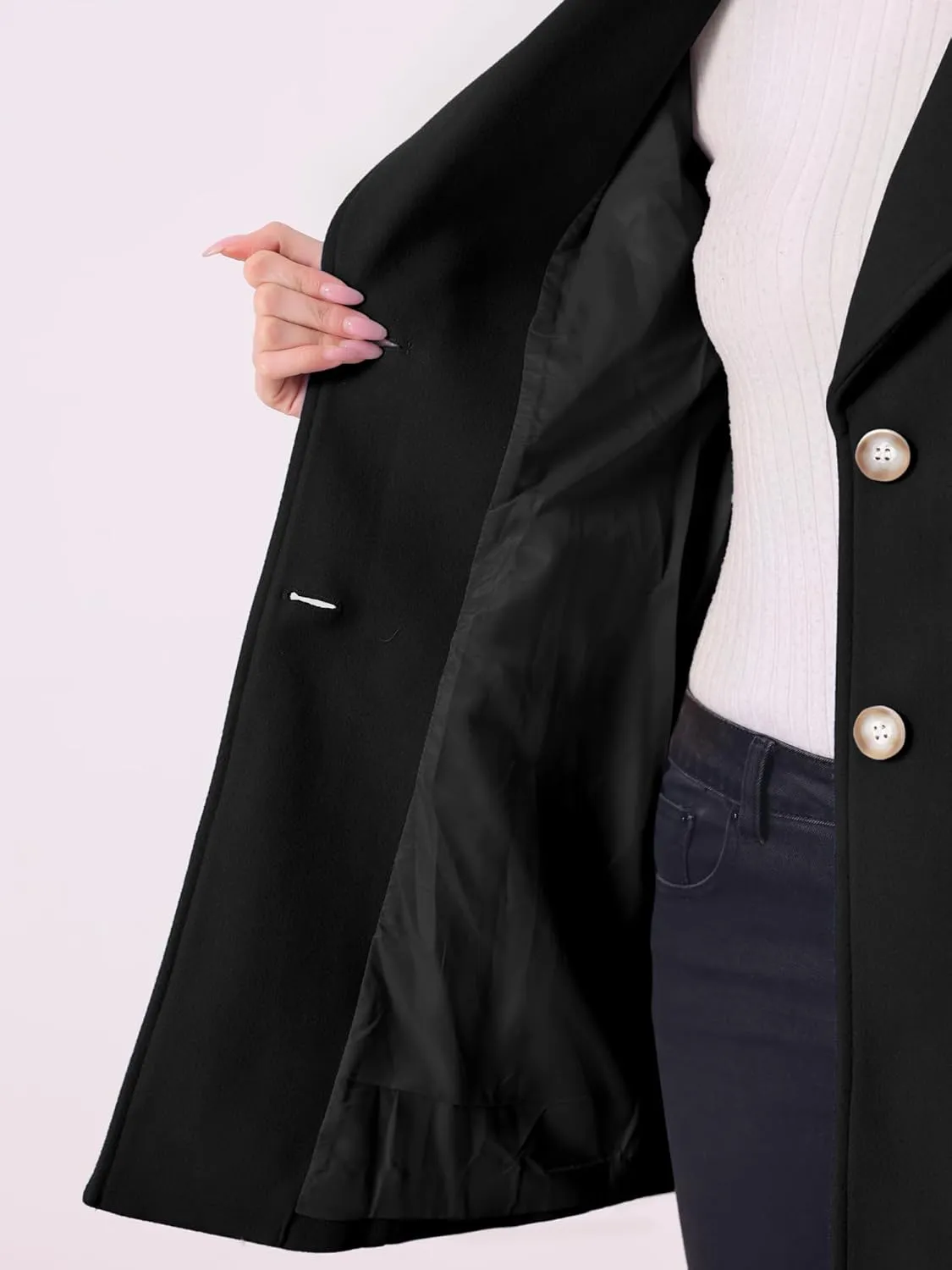 Allegra K Women's Elegant Overcoat Notched Shawl Collar Single Breasted Outerwear Winter Long Coat
