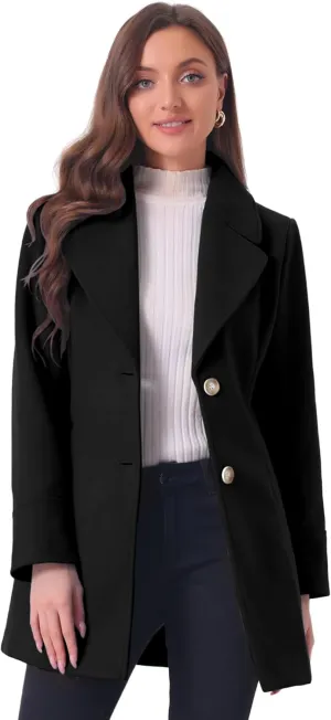 Allegra K Women's Elegant Overcoat Notched Shawl Collar Single Breasted Outerwear Winter Long Coat