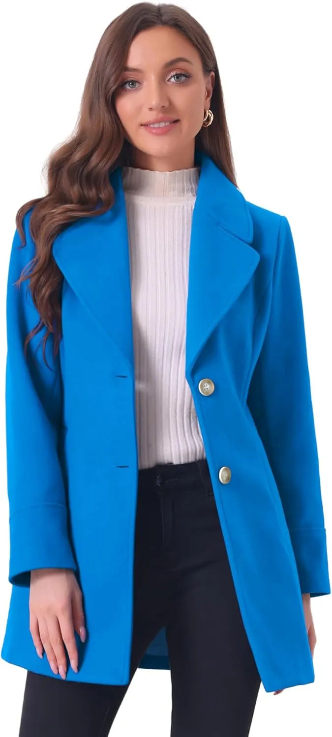 Allegra K Women's Elegant Overcoat Notched Shawl Collar Single Breasted Outerwear Winter Long Coat
