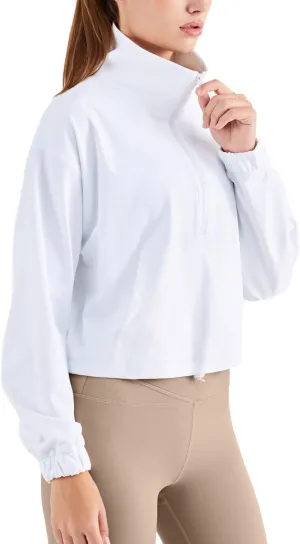 altiland Half Zip Pullover Cropped Jackets for Women Long Sleeve Workout Athletic Running Yoga Shirts