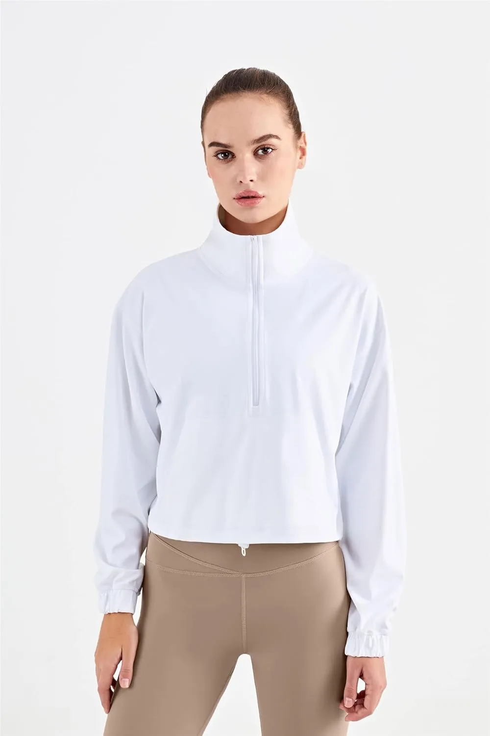 altiland Half Zip Pullover Cropped Jackets for Women Long Sleeve Workout Athletic Running Yoga Shirts