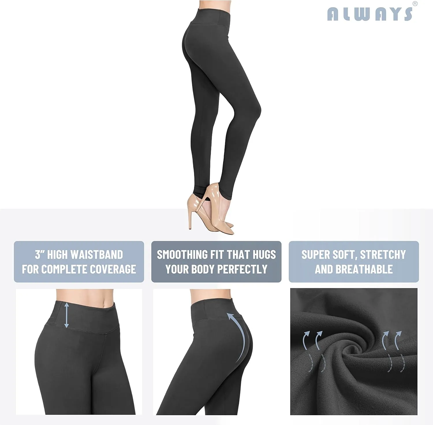 ALWAYS Women's Print Pattern Leggings - Premium Soft Stretch Peach Skin Yoga Pants