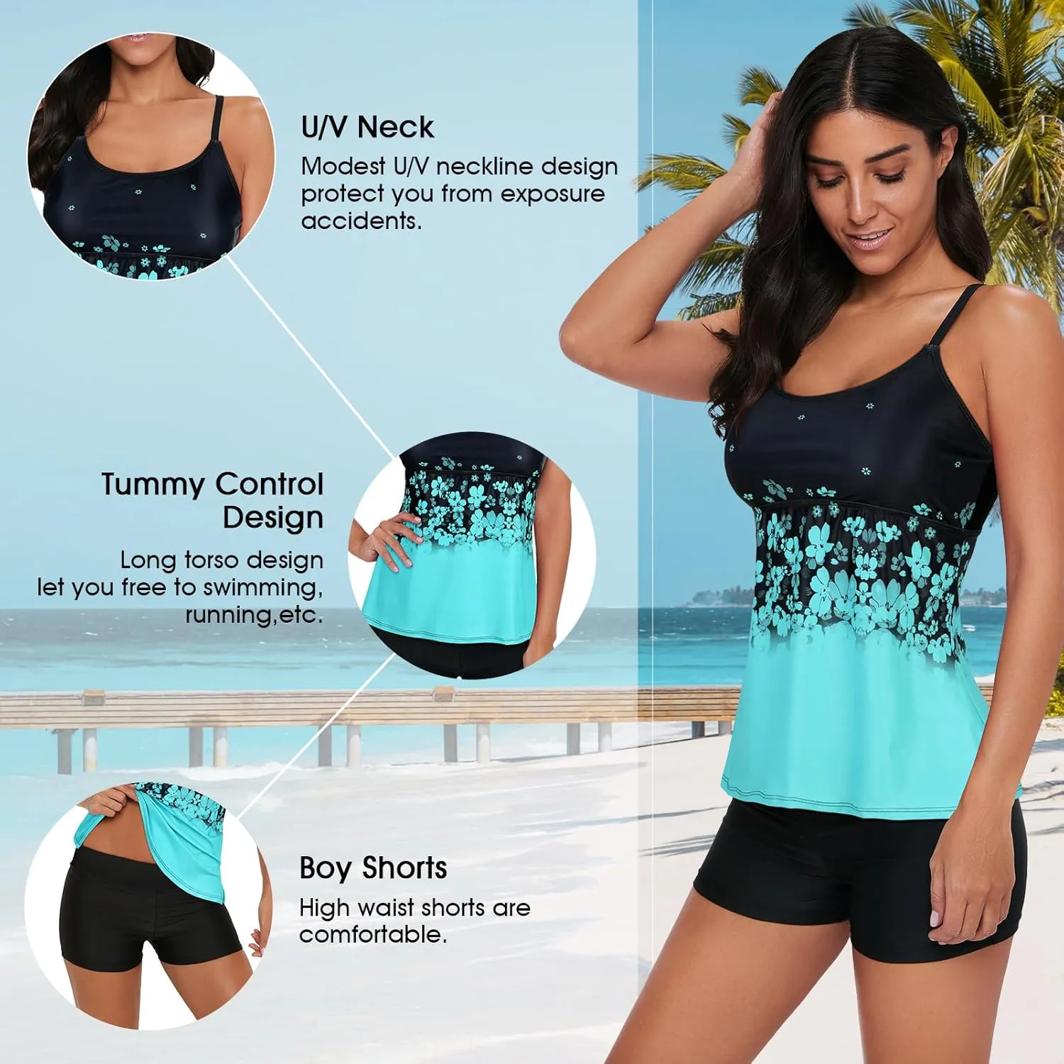 American Trends Tankini Swimsuits Plus Size Tankini Bathing Suits for Women Tankini Bathing Suits Swimwear for Women