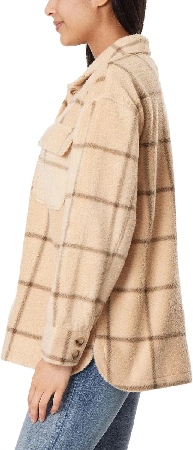 Angels Forever Young Women's Casual Fleece and Plaid Shackets/Jackets