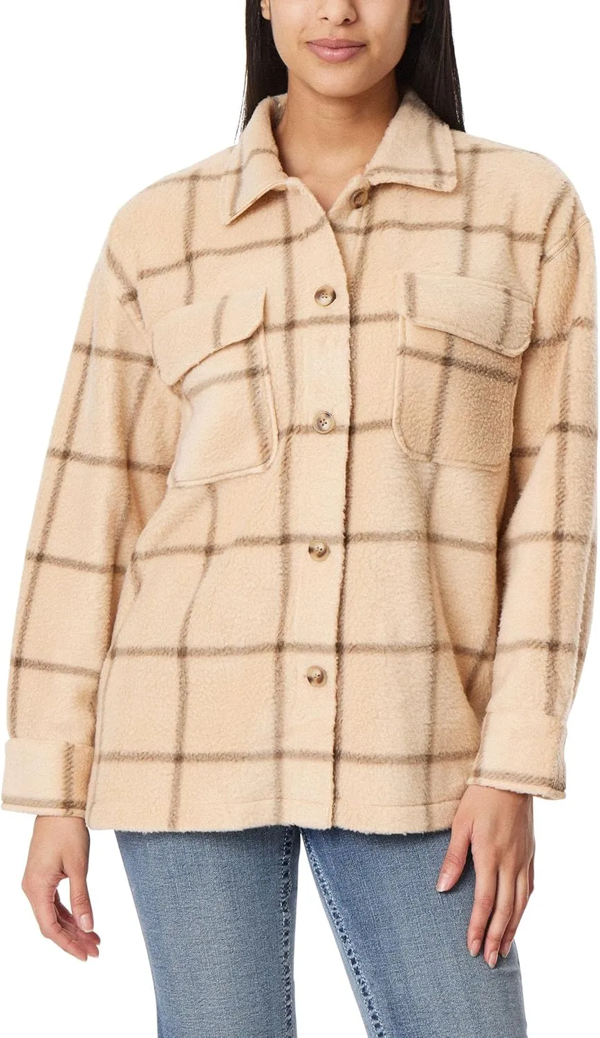 Angels Forever Young Women's Casual Fleece and Plaid Shackets/Jackets