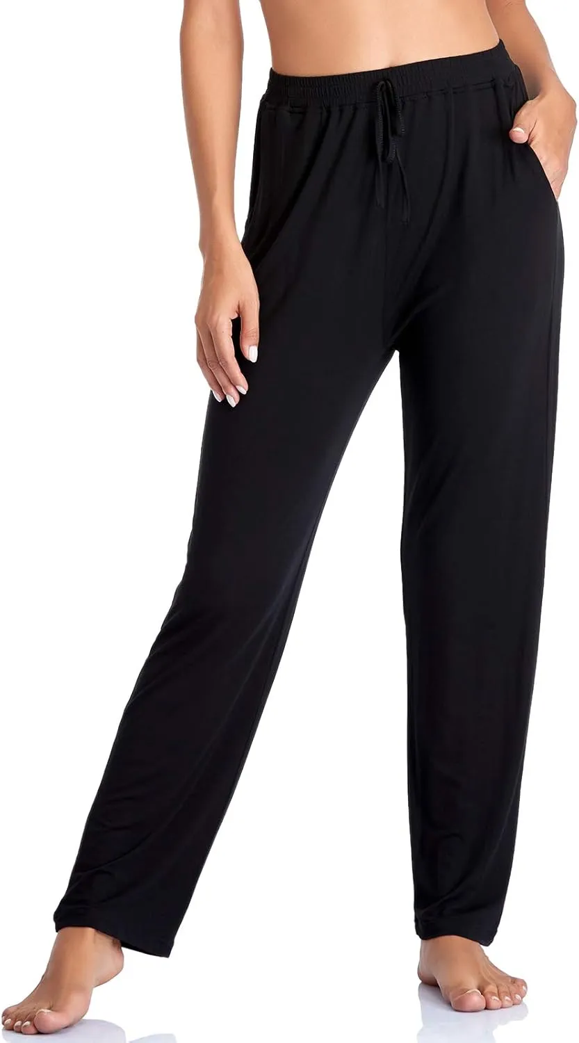 ASIMOON Women's Yoga Pants Soft Comfy Stretch Loose Straight Casual Athletic Pants Running Workout Lounge Pants with Pockets