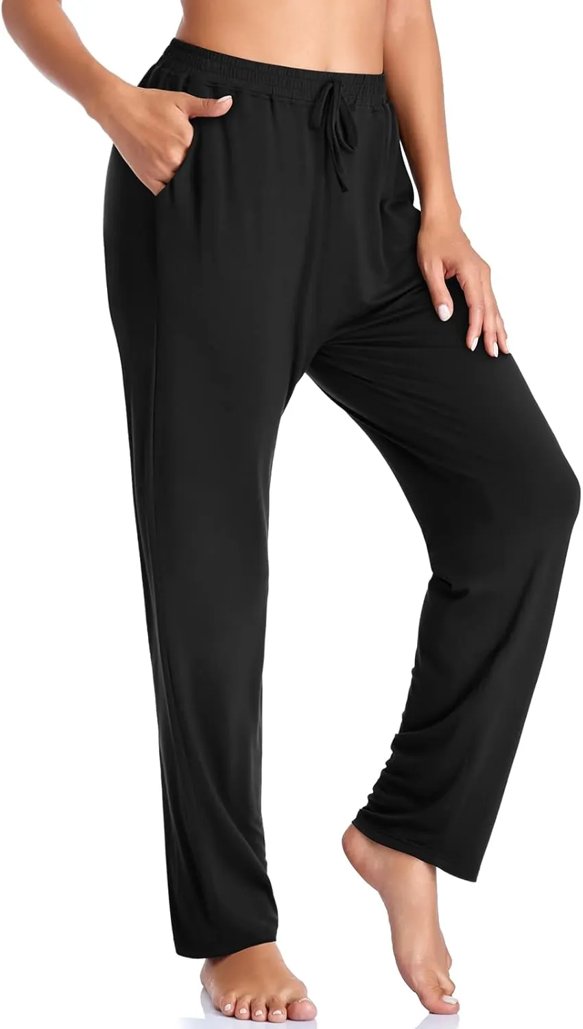 ASIMOON Women's Yoga Pants Soft Comfy Stretch Loose Straight Casual Athletic Pants Running Workout Lounge Pants with Pockets