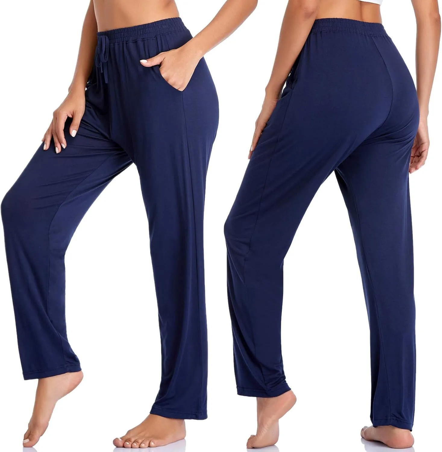 ASIMOON Women's Yoga Pants Soft Comfy Stretch Loose Straight Casual Athletic Pants Running Workout Lounge Pants with Pockets