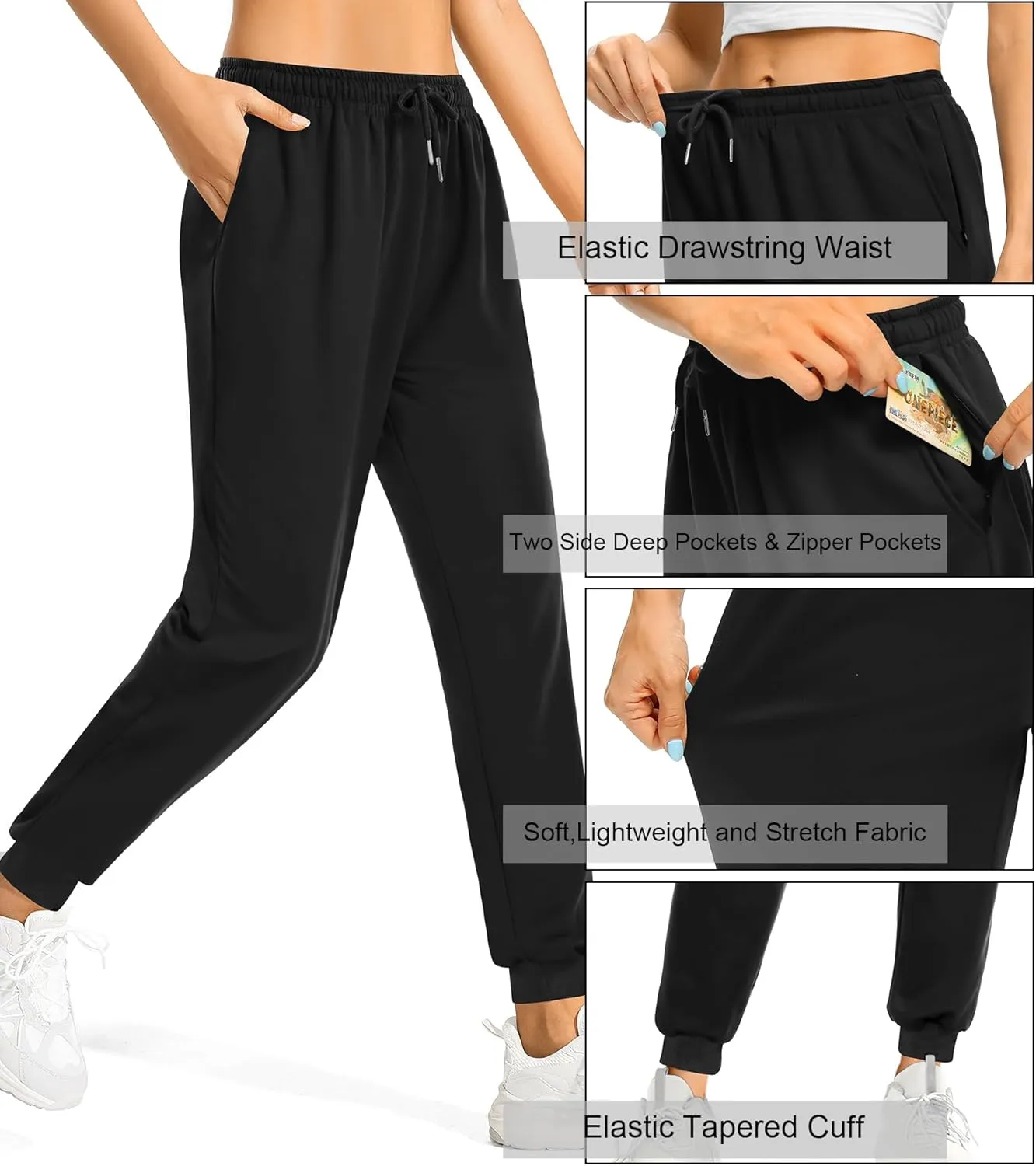 ASIMOON Women's Yoga Pants Soft Comfy Stretch Loose Straight Casual Athletic Pants Running Workout Lounge Pants with Pockets