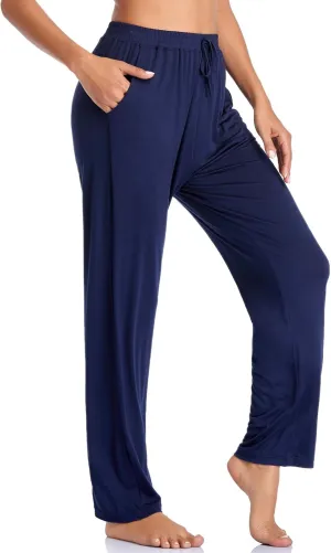 ASIMOON Women's Yoga Pants Soft Comfy Stretch Loose Straight Casual Athletic Pants Running Workout Lounge Pants with Pockets
