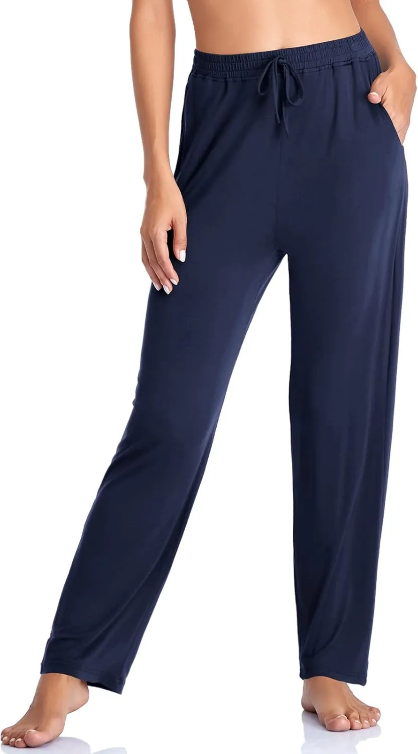 ASIMOON Women's Yoga Pants Soft Comfy Stretch Loose Straight Casual Athletic Pants Running Workout Lounge Pants with Pockets