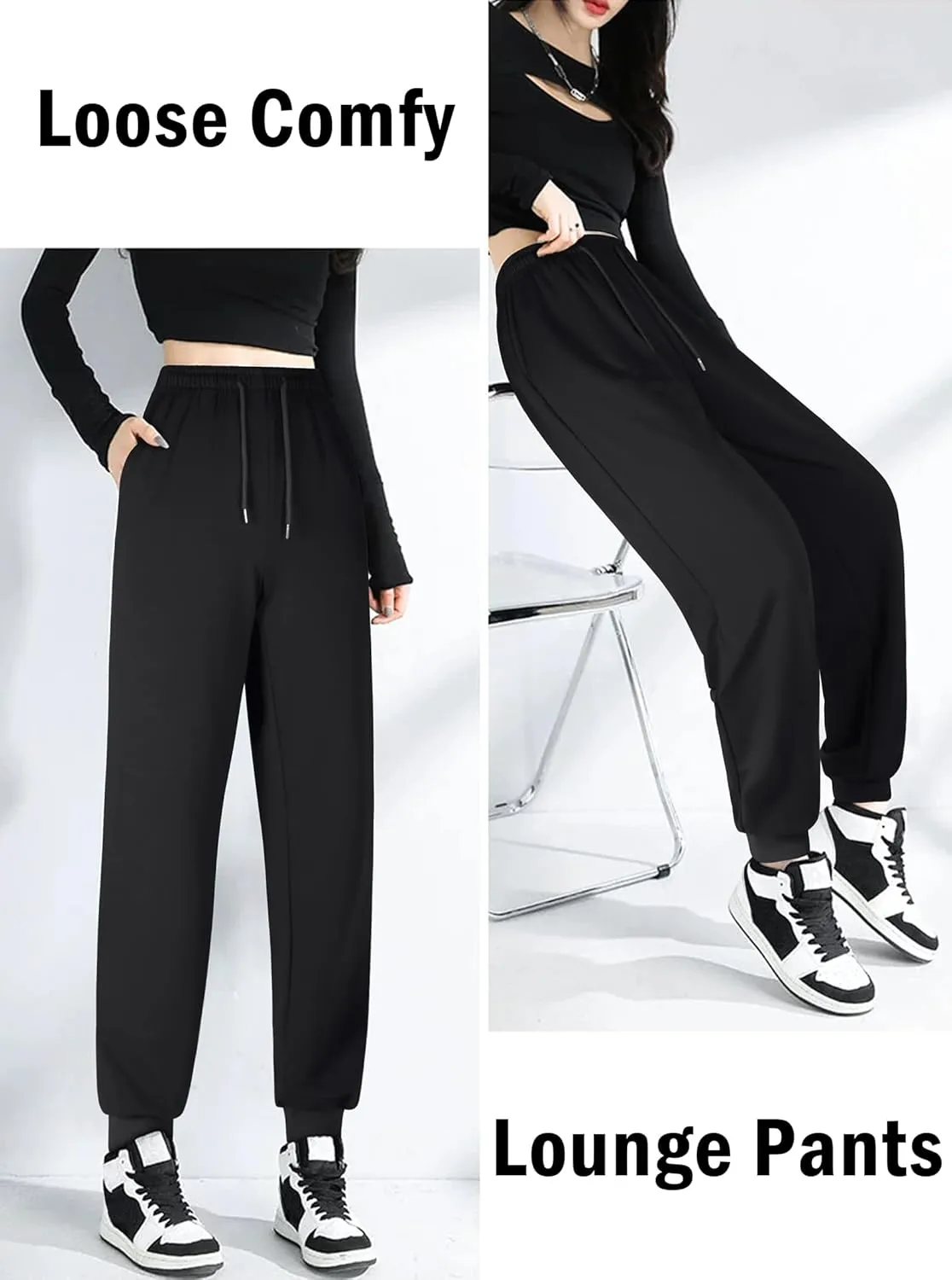 ASIMOON Women's Yoga Pants Soft Comfy Stretch Loose Straight Casual Athletic Pants Running Workout Lounge Pants with Pockets