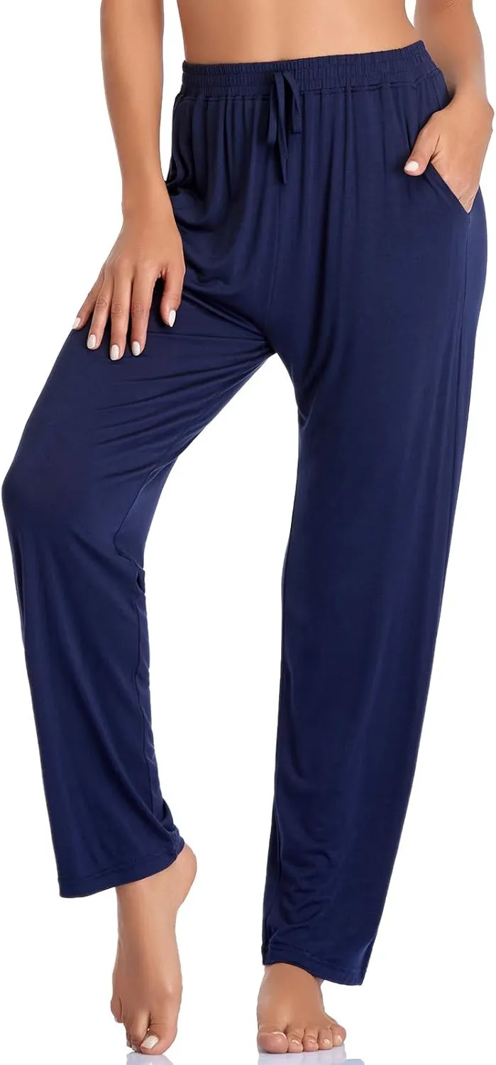 ASIMOON Women's Yoga Pants Soft Comfy Stretch Loose Straight Casual Athletic Pants Running Workout Lounge Pants with Pockets