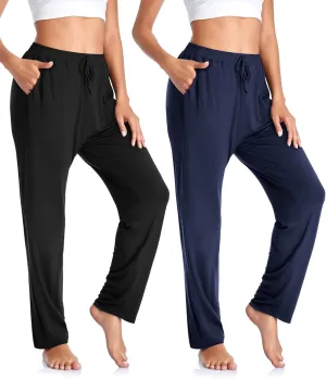 ASIMOON Women's Yoga Pants Soft Comfy Stretch Loose Straight Casual Athletic Pants Running Workout Lounge Pants with Pockets
