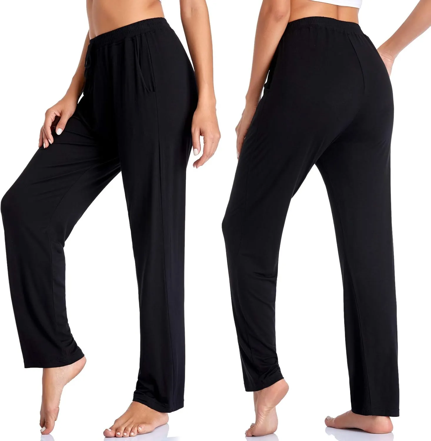 ASIMOON Women's Yoga Pants Soft Comfy Stretch Loose Straight Casual Athletic Pants Running Workout Lounge Pants with Pockets