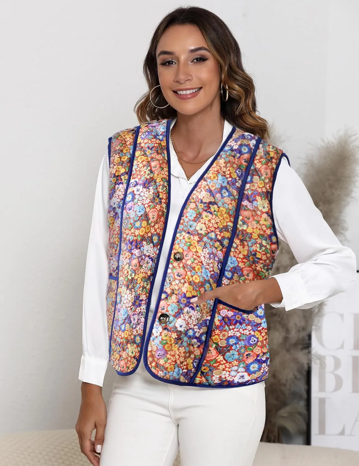 Athlisan Womens Cropped Puffer Vest Lightweight Button Down Padded Gilet Outwear with Pockets