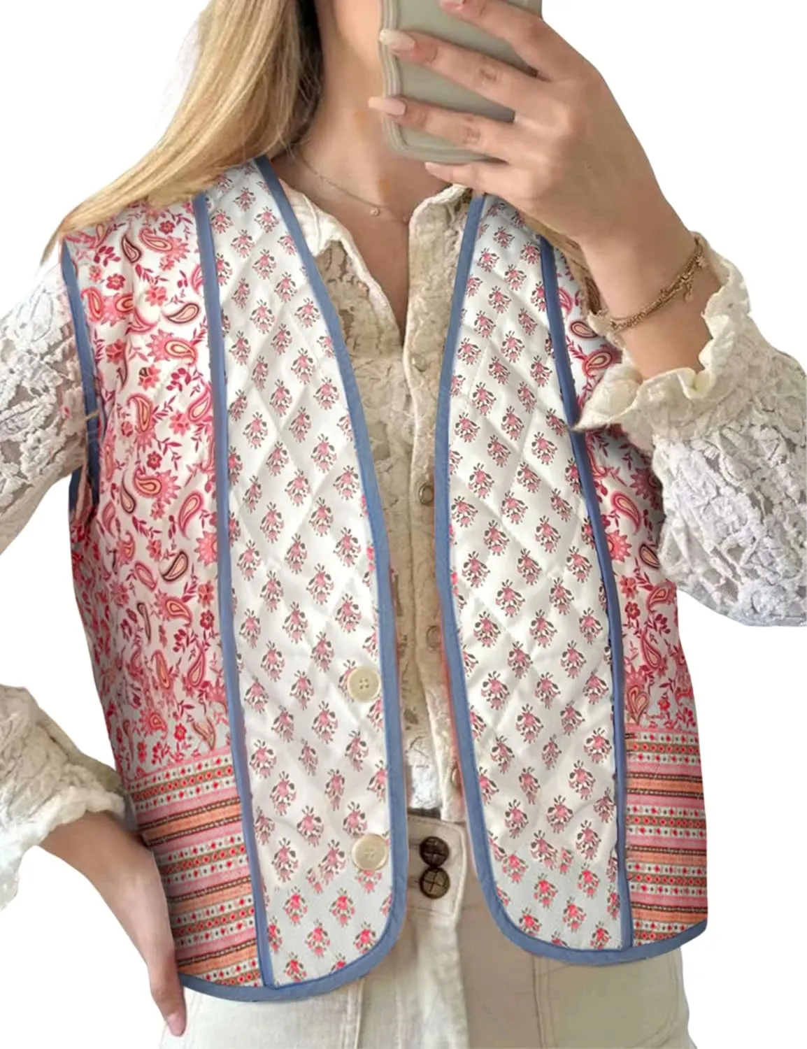 Athlisan Womens Cropped Puffer Vest Lightweight Button Down Padded Gilet Outwear with Pockets