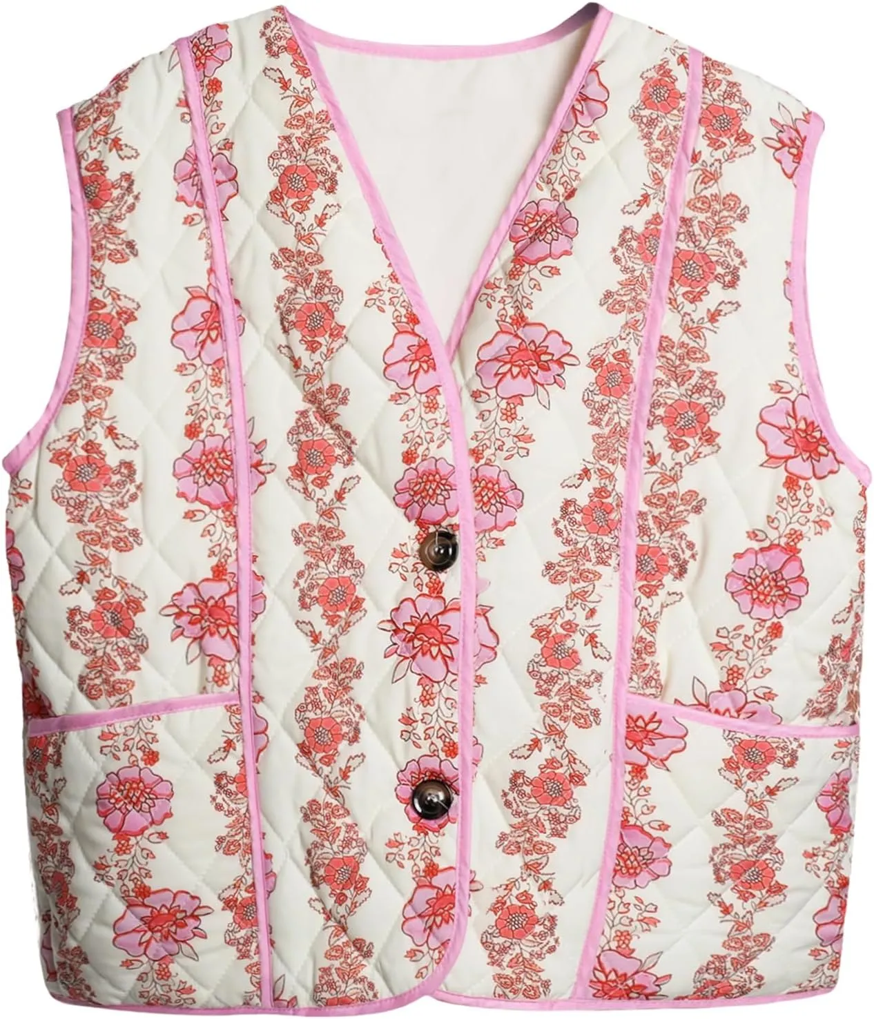 Athlisan Womens Cropped Puffer Vest Lightweight Button Down Padded Gilet Outwear with Pockets