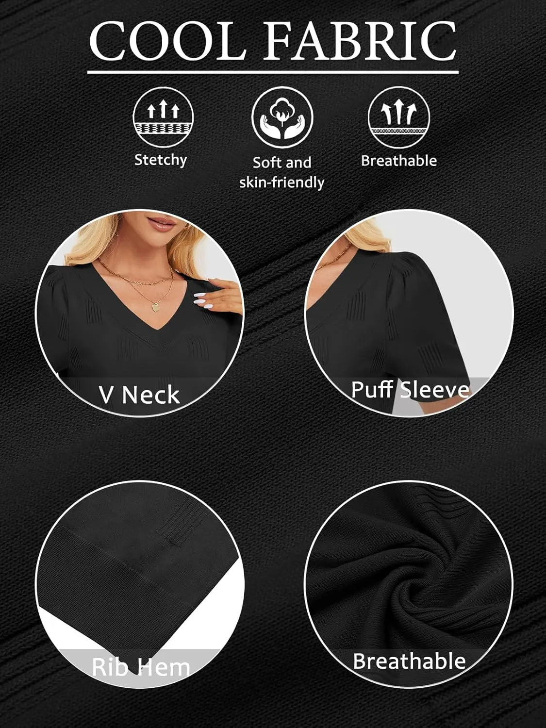 ATHMILE Summer Tops for Women 2025 Short Sleeve V Neck Sweaters Dressy Casual Blouses Lightweight Thin Knit Fashion Shirts