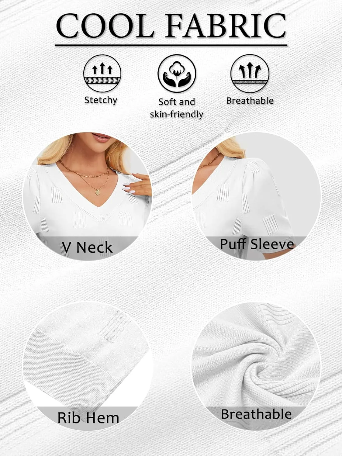 ATHMILE Summer Tops for Women 2025 Short Sleeve V Neck Sweaters Dressy Casual Blouses Lightweight Thin Knit Fashion Shirts